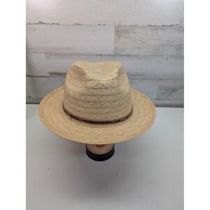 Biltmore Az-Tex Hat Fedora Fitted Mens 8 Natural Straw Leather Band Canada